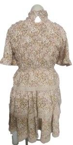 Simply Southern Women's 60's Retro Look Smock Tiered Dress size L Tan Floral #SS - Picture 1 of 4