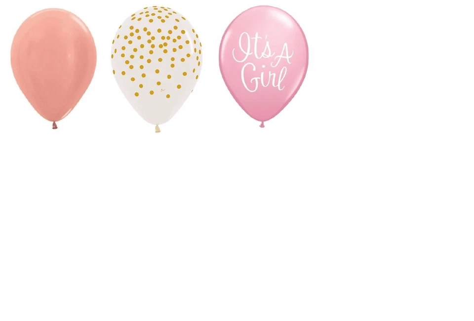 15 BALÕES ROSE GOLD pontos IT'S A GIRL rosa 11" BABY SHOWER festa REVELAÇÃO DE GÊNERO - Imagem 1 de 1