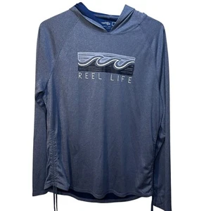Reel Life Ruched Hoodie Women's Size XXL 2X Blue Wave Fishing Shirt UV - Picture 1 of 10