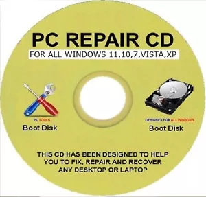 W/ 11/10/8/7/XP 32 & 64 Bit Boot Repair Recovery Restore disk- 2025 NEW - Picture 1 of 1