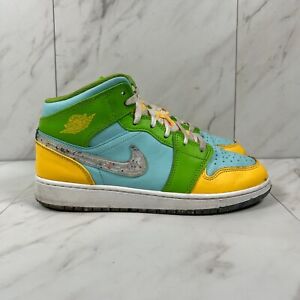 Nike Air Jordan 1 Mid Recycled Grind Men Size 7 Multicolor Athletic Sneaker Shoe