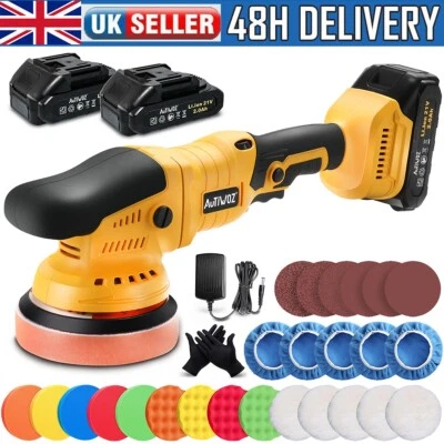 AUTIWOZ Cordless Car Polisher Buffer Sander 21V Dual Action Polishing Machine 2x Battery