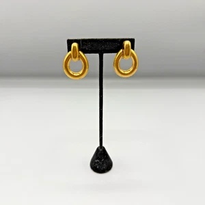 Vintage Christian Dior Gold Tone Door Knocker Clip Earrings - Picture 1 of 6
