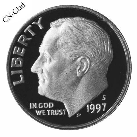1997 S Roosevelt Dime 10c Gem Deep Cameo Proof CN-Clad US Coin Cover