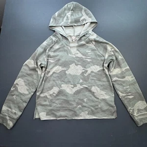 JS Pullover Hoodie Women’s Medium Green Camo Print Lightweight Long Sleeve - Picture 1 of 12
