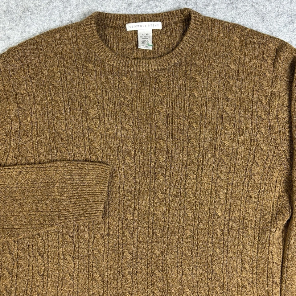 Suéter De Colección Geoffrey Beene Acrílico Tejido con Cable Cuello Redondo Para Hombres XL Marrón Foto 1 de 4