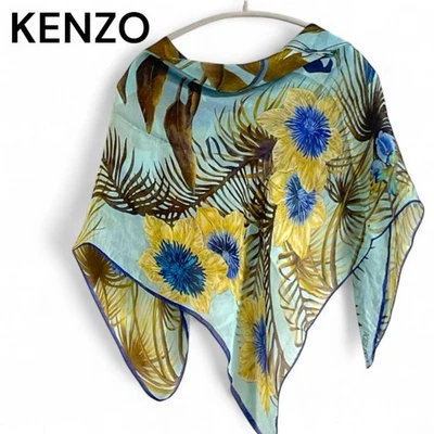 Bufanda de seda grande con patrón floral Kenzo para mujer hecha en Italia azul botánico limitado Foto 1 de 4