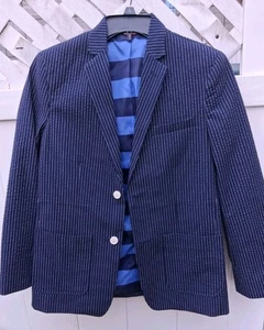 Boys' Blue Pinstriped Seersucker Blazer by Tommy Hilfiger, Size 16 - Picture 1 of 5