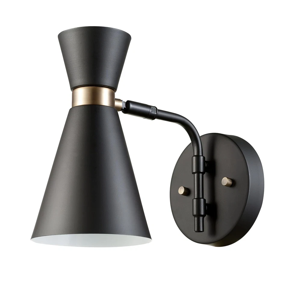 Globe Electric Belmont 1-light Wall Sconce Satin Black Gold Accents65855
