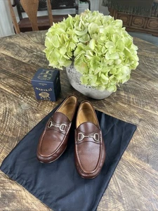 Mocassins Gucci 1955 Horsebit talons marron galet grainé cuir US 9 excellent état ! - Photo 1/12