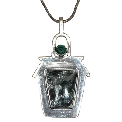 Colgante de plata con piedras preciosas de esmerafinita para el día de la madre 2,5" Foto 1 de 4