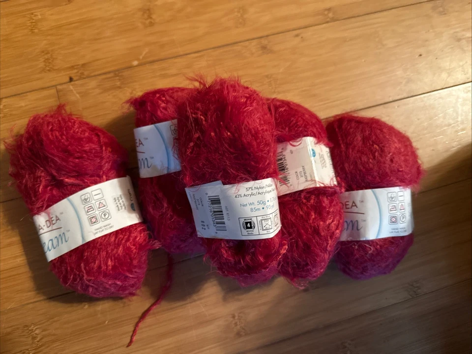 NEW 5 Skeins Moda-Dea Dream Yarn Raspberry  3773 Nylon/Acrylic Medium 4 93 yards - Image 1 of 4