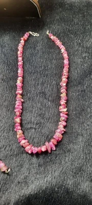 100% Natural Raw Ruby Corundum 8mm Necklace 925 Sterling Silver From Afganistan - Image 1 of 4