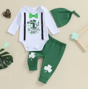NEW 1st St Patrick's Day Baby Boys Bodysuit Pants & Hat Outfit Set - Picture 1 of 6
