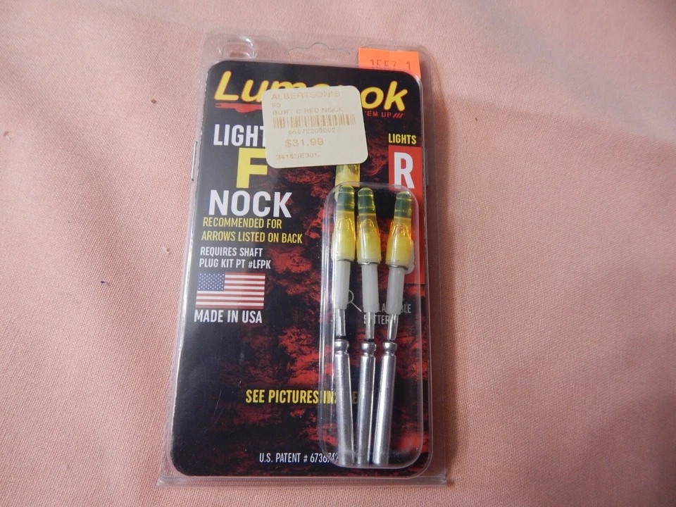 NEW Burt Coyote Lumenok Lighted F Nocks: 3pk: RED F3R Fits .166" ID Shafts - Image 1 of 4