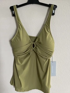 Antonio Melani gepunktetes gerafftes Ring Tankini Schwimmen Oberteil XS $ 78 pistaziengrün - Bild 1 von 5
