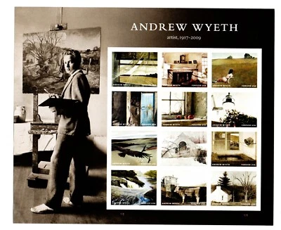 U.S. #5212 MNH, ANDREW WYETH-ARTIST, FOREVER Sheet, 12 Each, F.V. $9.36 (2017) - Image 1 of 3