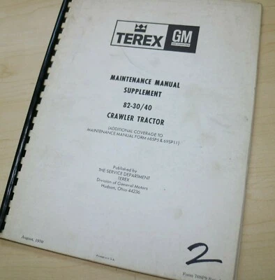 TEREX 82-30 Crawler Tractor Dozer Service Repair SUPPLEMENT Manual book guide  - Image 1 of 4