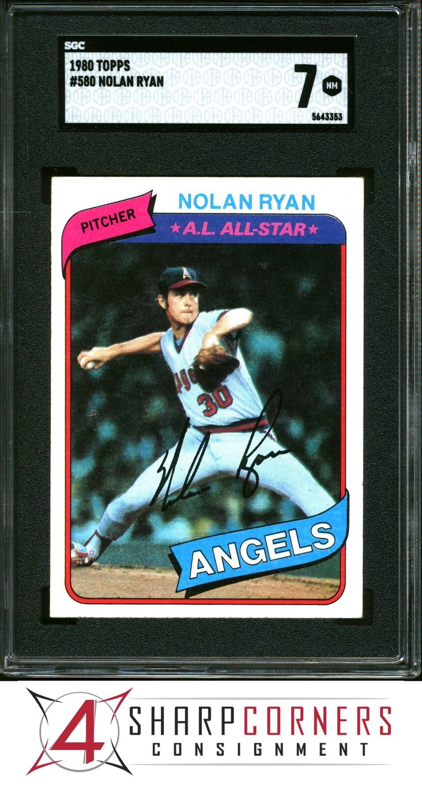 1980 TOPPS #580 NOLAN RYAN ANGELS HOF SGC 7