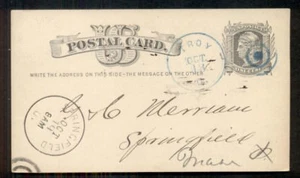 1870's  TROY, O. & BULLSEYE Fancy cancel in blue on 1¢ card, VF - Picture 1 of 1