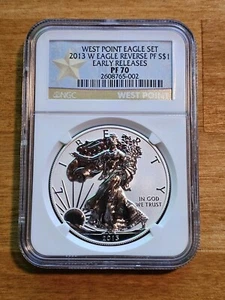 2013-W NGC Silver Eagle PF70 EARLY RELEASES - West Point Gold Star Label - Picture 1 of 4