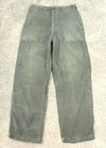 Vtg 60's Vietnam War OG 107 Green Sateen Fatigue Pants Trousers Tagged size 30