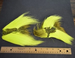 Lot # 8, Dyed Fluorescent Chartreuse Deer Buck Tail Pieces for Fly Tying - Picture 1 of 1