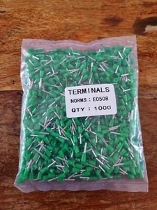 Green E0508 22 AWG Insulated Pin Crimp End Terminal Wire Ferrules 1000 Pcs.UK... - Picture 1 of 3