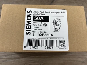 Siemens QF250A 2-polig 50 Ampere Typ QPF Plug On GFCI Schutzschalter Neu S5 - Bild 1 von 2