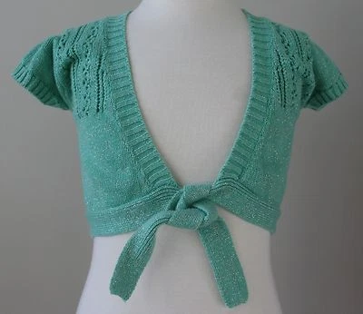 PUMPKIN PATCH Dark Seafoam Green Shrug Silver Flecks EUC Size 6 Nordstrom - Image 1 of 3