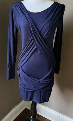 Vestido cruzado Backstage Big Love/manga larga en azul marino talla mediana nuevo con etiquetas Foto 1 de 4