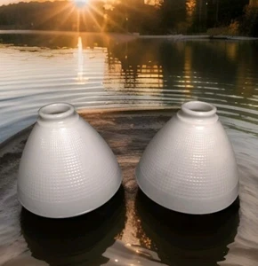 2 Corning Milk Glass Torchiere Shade Waffle 5.75 " H. 8"W. 2 1/4"fit No. 820120 - Picture 1 of 9