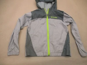 Columbia Size S(8) Boy Gray 100% Nylon Full Zip Hood Lightweight Rain Jacket 233 - Picture 1 of 6