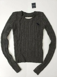 NEW ABERCROMBIE GIRLS LOGO KNIT SWEATERS GREY - NWT / FAST FREE SHIPPING!!! - Picture 1 of 2