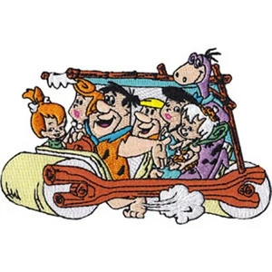 Parche bordado de los personajes de Picapiedra en coche de 4,5 pulgadas de ancho - Imagen 1 de 1