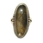 Sterling Silver Traditional Asian Vintage Style Labradorite Ring Size S 1/2 Gift