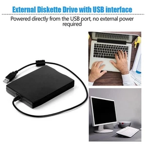Black USB External Floppy Disk Drive Portable 3.5in Floppy Disk Drive USB In NEW - Afbeelding 1 van 9