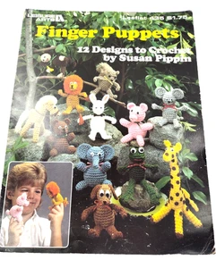 LEISURE ARTS 'FINGER PUPPETS 12 DESIGNS TO CROCHET LEAFLET 435 1986 VINTAGE - Picture 1 of 9