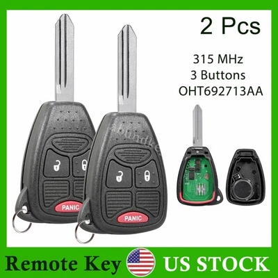 2 For 2010 2011 2012 2013 2014 2015 2016 Jeep Wrangler Car Remote Key Fob Entry - Image 1 of 4