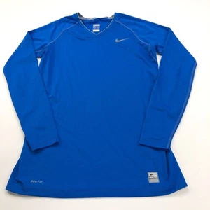 Nike Pro MINT Base Layer Shirt Boys Large 12-14 Blue Long Sleeve V-Neck - Picture 1 of 7