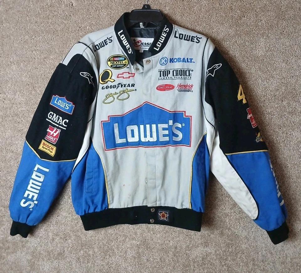 Vintage Jimmie Johnson Lowes NASCAR Racing Jacket Men's Large Y2K Skater Baggy - Image 1 of 4