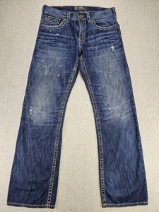 Silver Jeans Men's W33/L34 Zac Flap Relaxed Fit Straight Leg Distressed Jeans - Picture 1 of 7