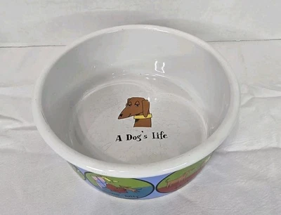 Ursula Dodge A DOG'S LIFE Comida Agua Mascota Tazón Plato Firma Gres 6" D Foto 1 de 4