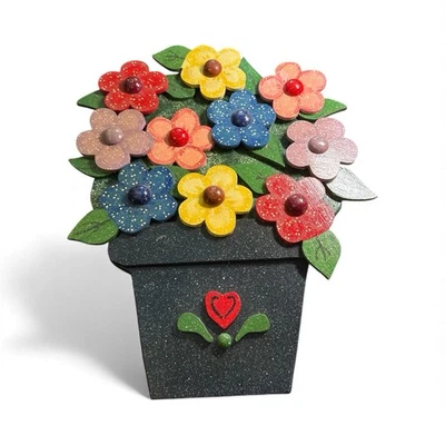 Ramo floral de madera pintado a mano hecho a mano colgante de pared 12" W x 15,5" H Foto 1 de 4