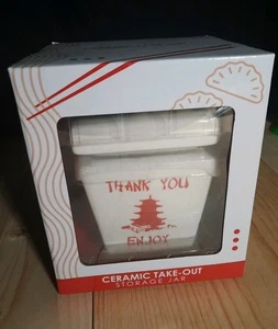 New Ceramic Chinese Take Out Box Removeable Lid 4in x 4in x 6in Storage - Picture 1 of 6