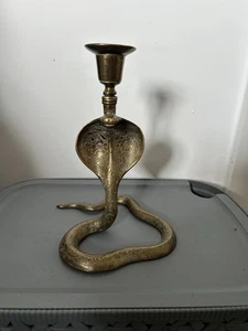 vintage brass cobra candle holder - Picture 1 of 5