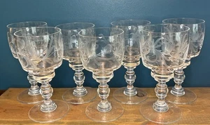 Wunderschönes Set mit 7 geätzten Disteln Kristall Weingläsern ~ Scottish Excellence! - Bild 1 von 7
