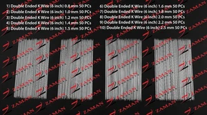 Juego de 500 instrumentos ortopédicos, veterinarios y ortopédicos de doble extremo K Wire (6 pulgadas) - Imagen 1 de 6
