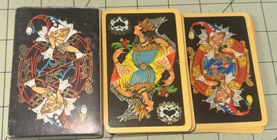 Cartas de baralho russas vintage pôquer arte exclusiva fundo preto completo - Imagem 1 de 4