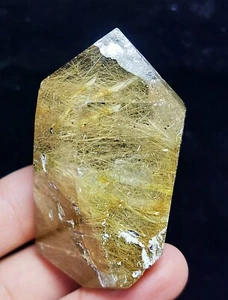 ¡RARO! Espécimen de punto de amor de cristal de cuarzo rutilado cabello dorado transparente natural - Imagen 1 de 12